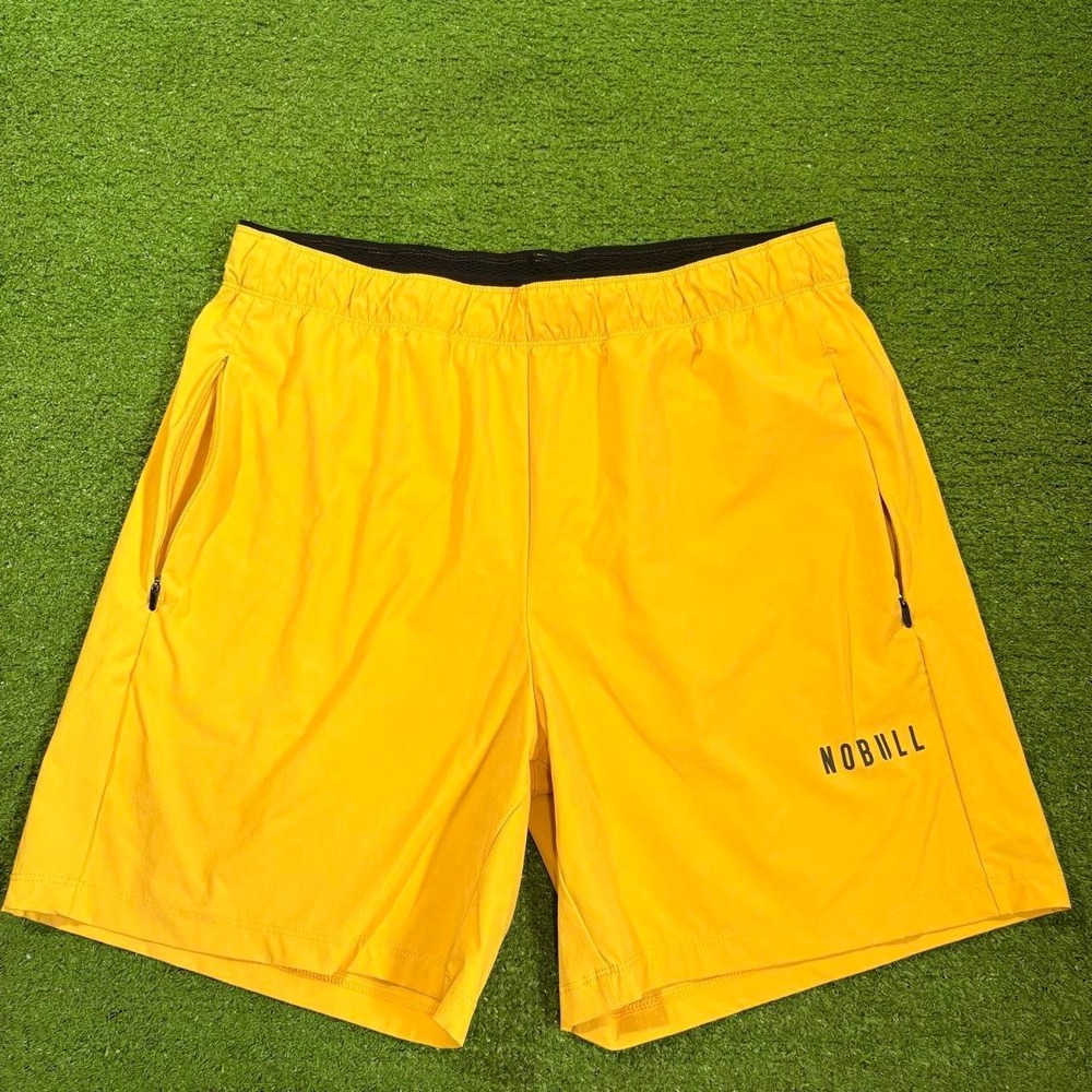 NOBULL Mens Lightweight Training Shorts Yellow Heather Gym Workout Sz SM